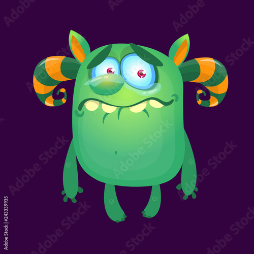 Funny crying monster with tears on her eyes. Halloween design 