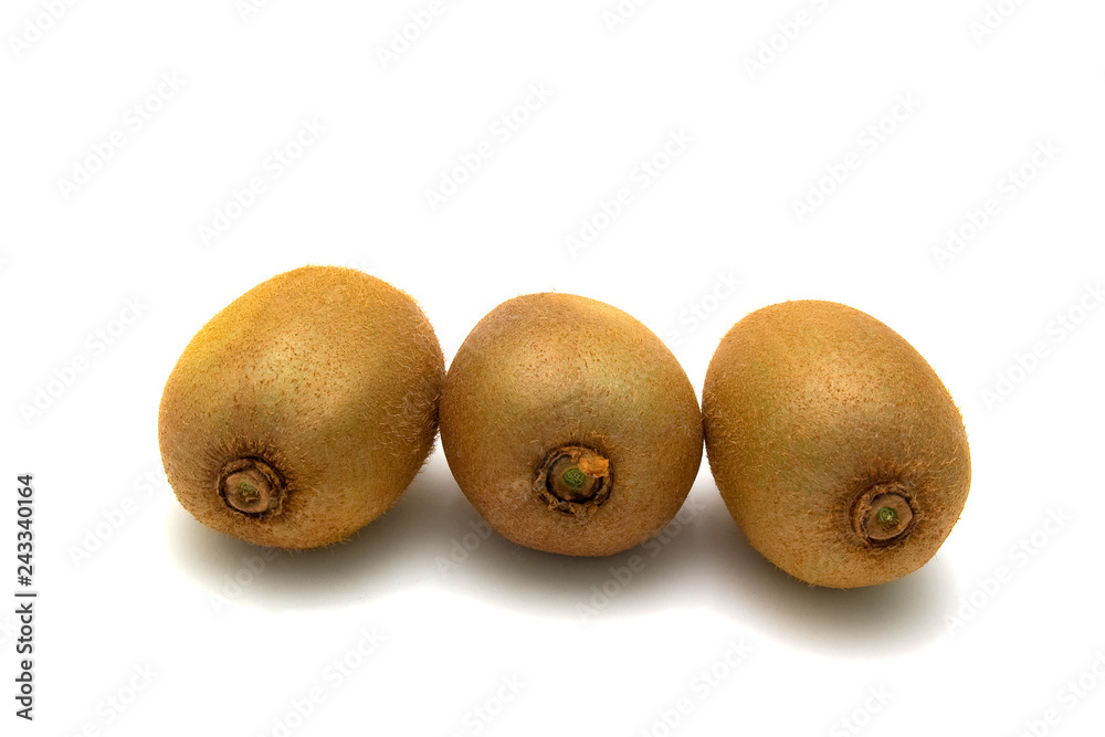 Three kiwi fruit isolated on a white background. Three kiwi fruit isolated on a white background.