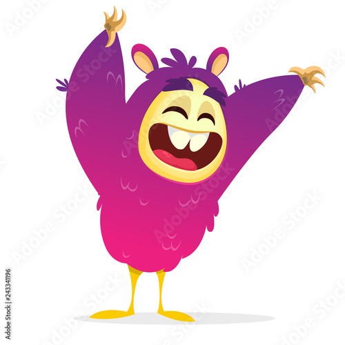 Funny cute furry monster character. Yeti or sasquatch bigfoot illustration