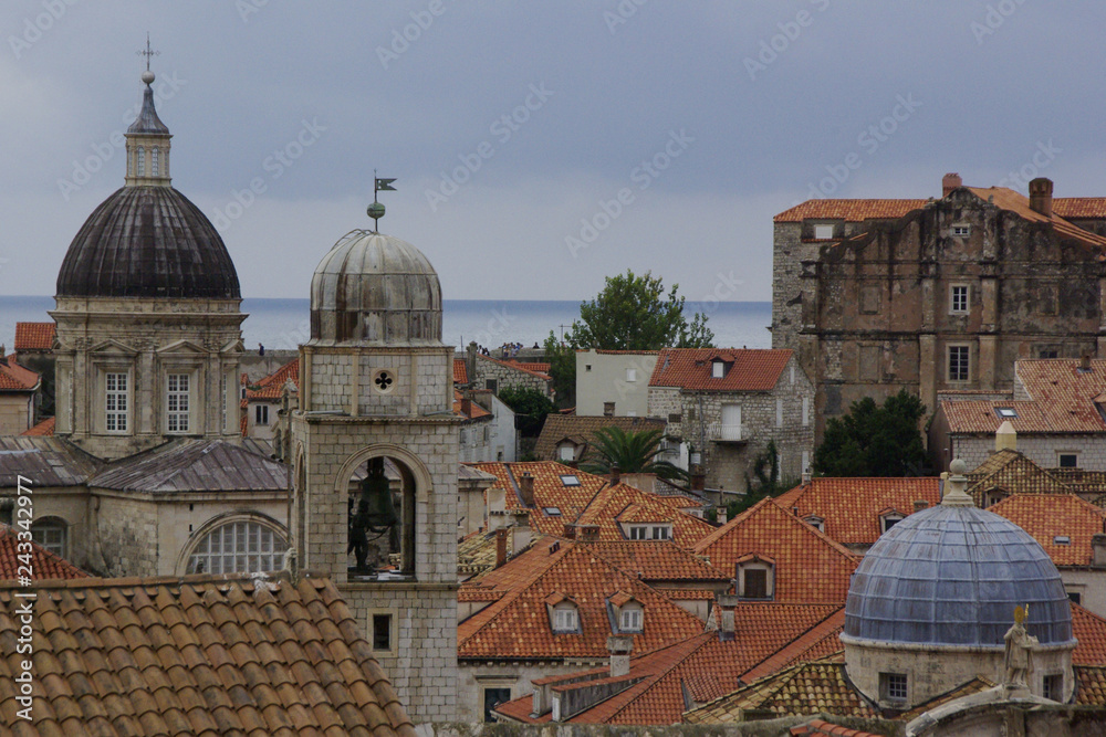 Cityscape over the top of houses in dubrovnik, croatia