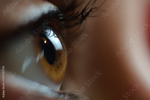 very close view of a girl's eye