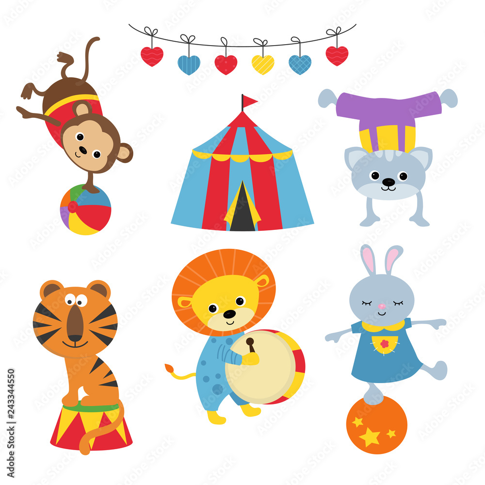 Fototapeta premium Set of circus animals.