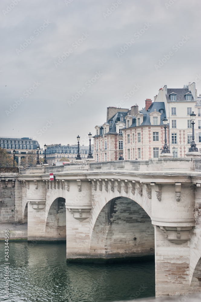 View of the bridge Pont neuf on Ile de la Cite, Paris ,France