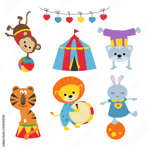 Set of circus animals.