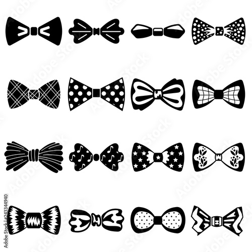 Bowtie icons set. Simple set of bowtie vector icons for web design on white background