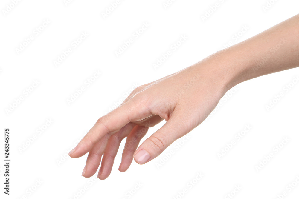 Female hand isolated on white background