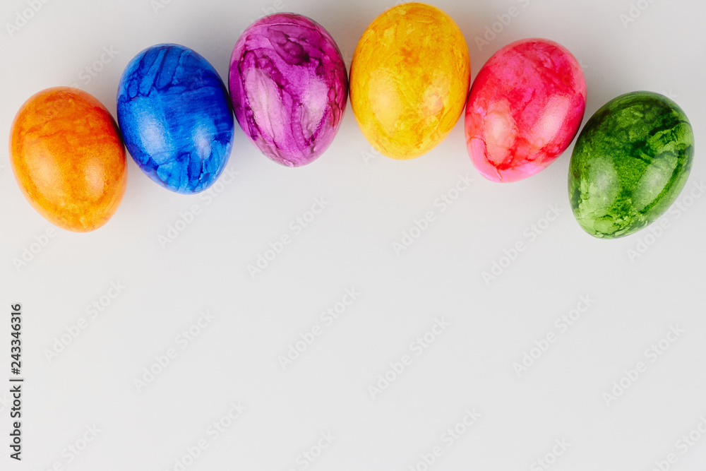 Colored Easter eggs on white background. Colored Easter eggs on white background.