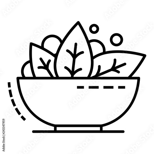 Spinach bowl icon. Outline spinach bowl vector icon for web design isolated on white background