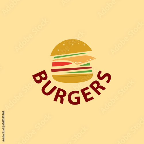 Set of labels, logotype and elements for different fast food. Burgers, pizza, hot dog, coffee