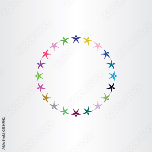 group of people holding hands circle symbol sign vector logo