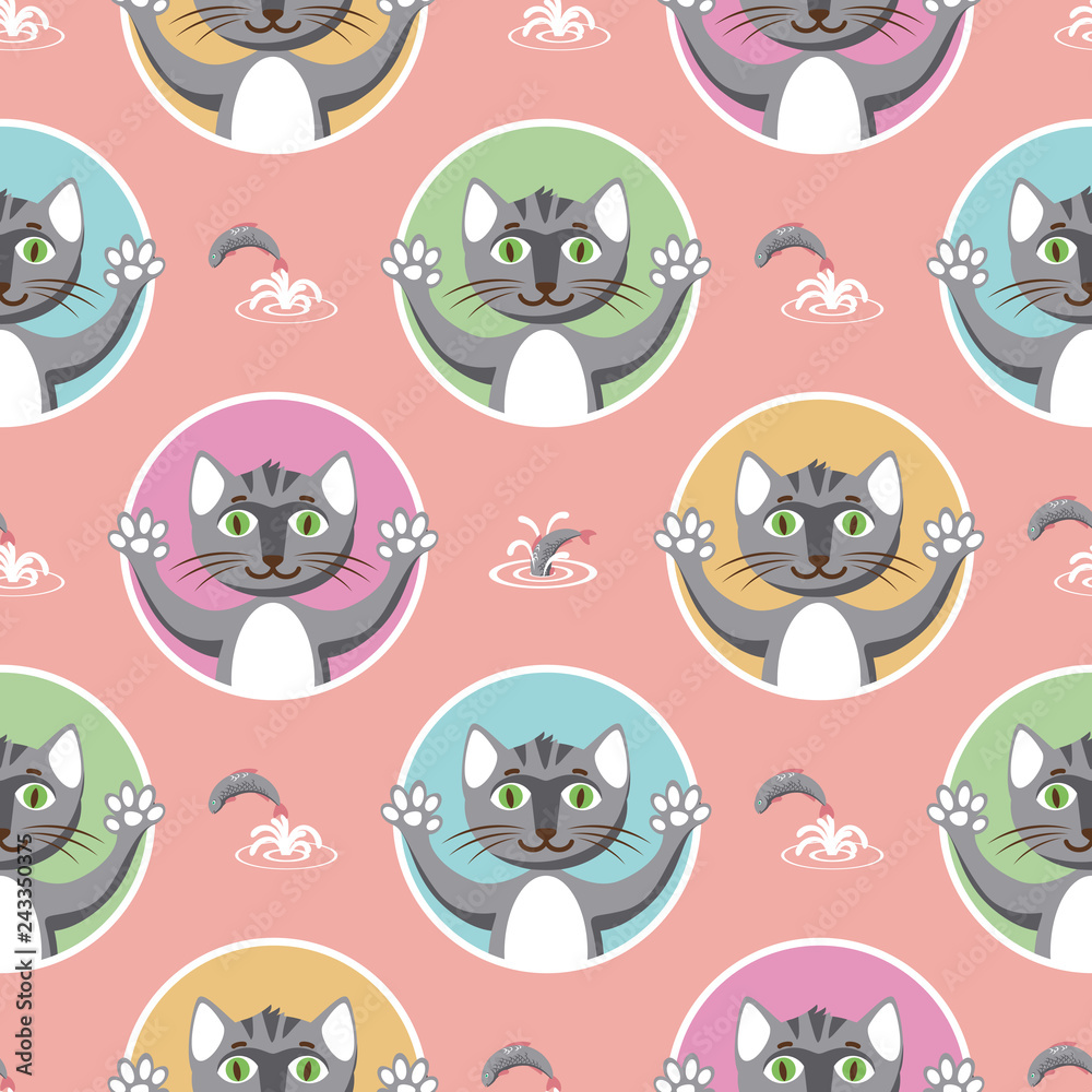 Little Gray Cats Seamless Pattern