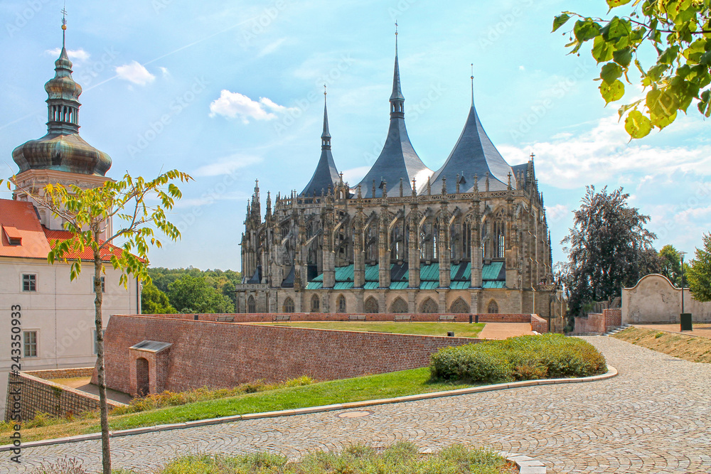 Naklejka premium View of Cathedral of Saint Barbara in Kutna Hora, Czech Republic, Europe.