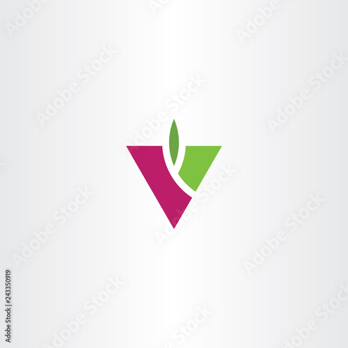 letter v with leaf logo icon vector symbol