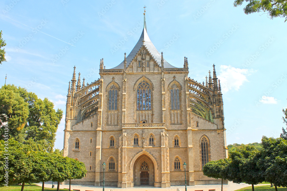 View of Cathedral of Saint Barbara in Kutna Hora, Czech Republic, Europe.
