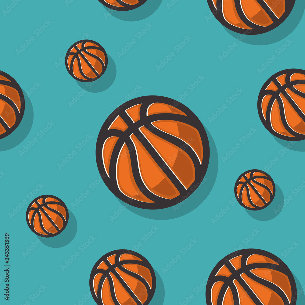 Basketball Themed Seamless Pattern With Basketball Balls Vector Graphic