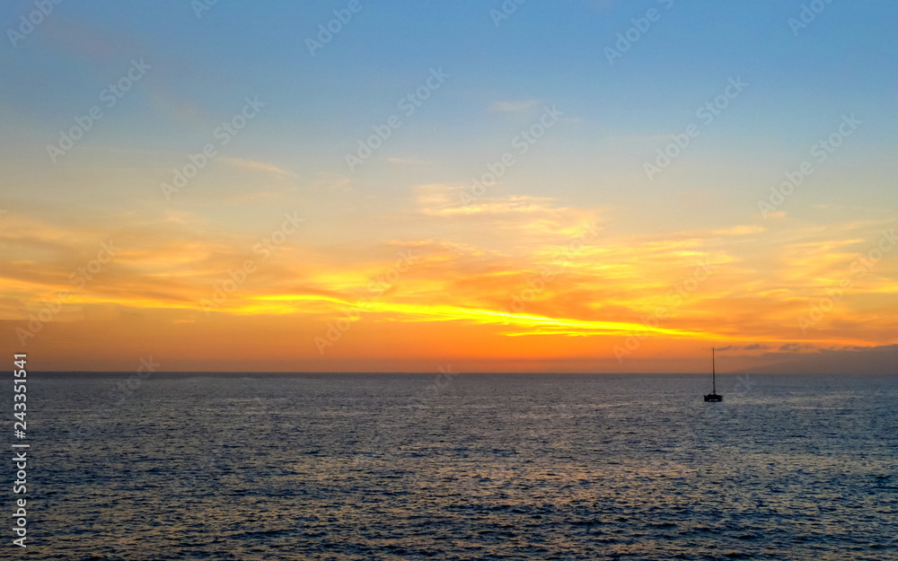 sunset on the sea in the canary islands