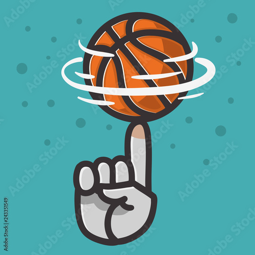 Basketball Ball Hand Spinning Finger Balance Illustration Vector Graphic