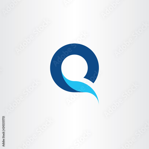 q logo letter blue symbol fresh water icon logotype vector photo