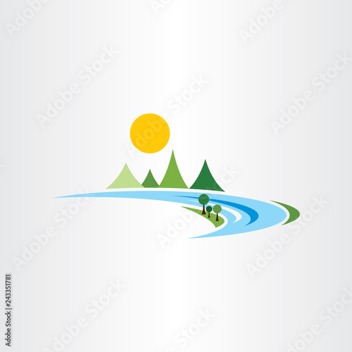 river and mountains logo icon landscape vector symbol icon