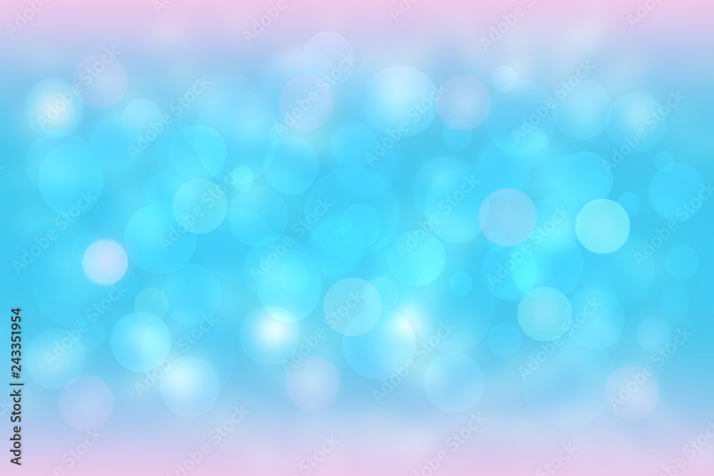 Abstract blue illustration. Abstract light blue pastel bokeh background texture with bright soft color circles. Beautiful template for your design.