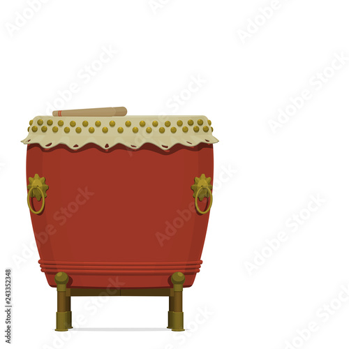 Isolated drum for Chinese lion dancing show on transparent background.