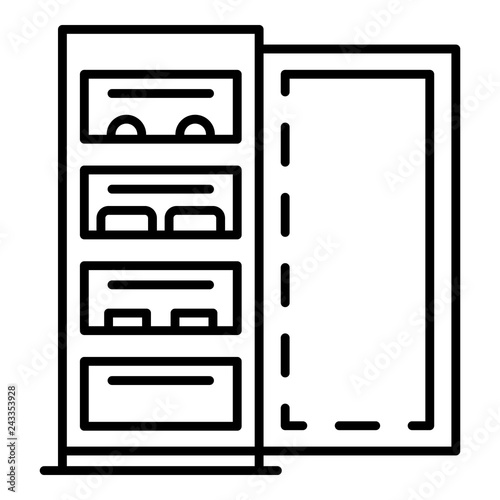 Open fridge icon. Outline open fridge vector icon for web design isolated on white background