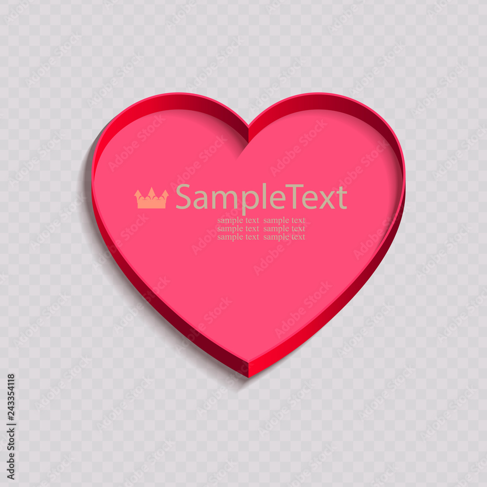 Composition from silhouette of pink delightful heart with a border.