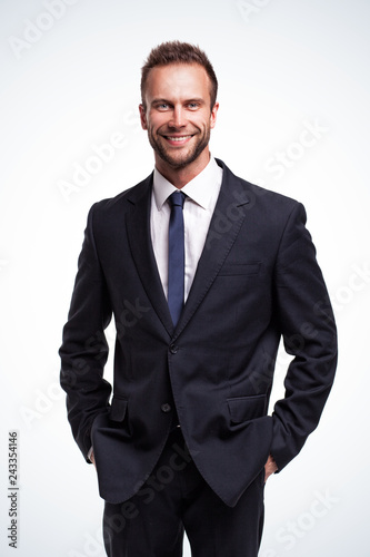 smiling businessman over a white background