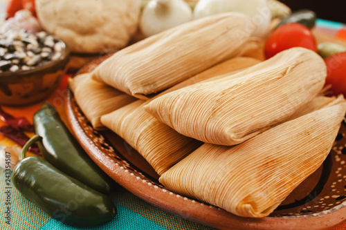 Fotografie tamales mexicanos, mexican tamale, spicy food in mexico