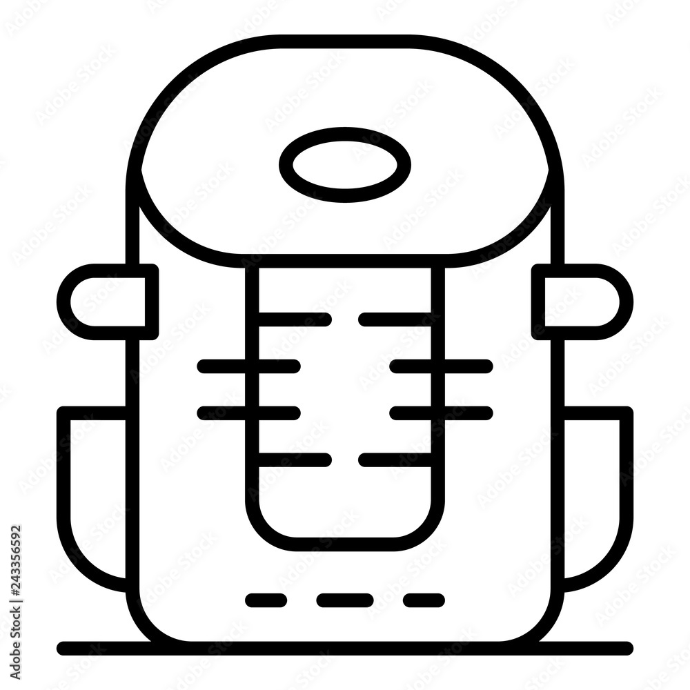 Mountain backpack icon. Outline mountain backpack vector icon for web design isolated on white background Mountain backpack icon. Outline mountain backpack vector icon for web design isolated on white background