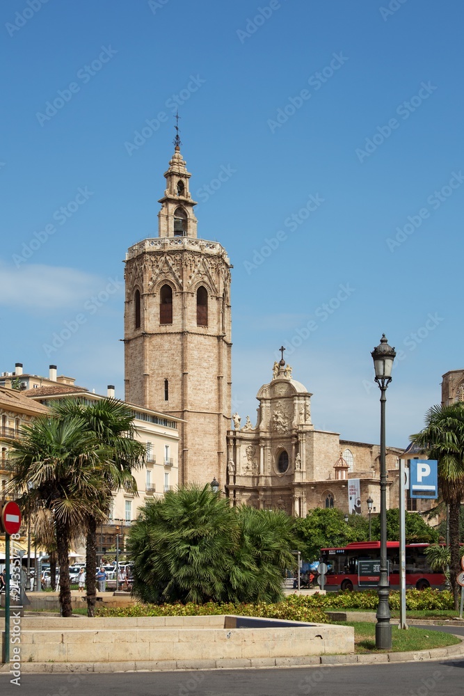 Obraz premium Valencia Cathedral. The church has different architectural styles - roman, gothic and baroque - which make in the main historical landmark of the city