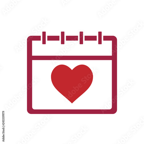 Calendar 14 February vector icon. Heart love icon. Flat design. Vector illustration.