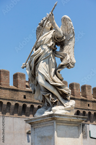 Architectural detail from of St. Angelo Bridge in city of Rome, Italy