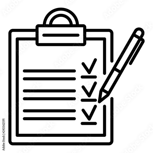 Clipboard checklist icon. Outline clipboard checklist vector icon for web design isolated on white background