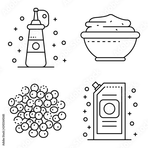Mustard icons set. Outline set of mustard vector icons for web design isolated on white background