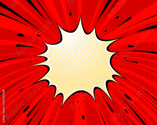 Comic explosion, background. Pop art style. Cartoon vector illustration