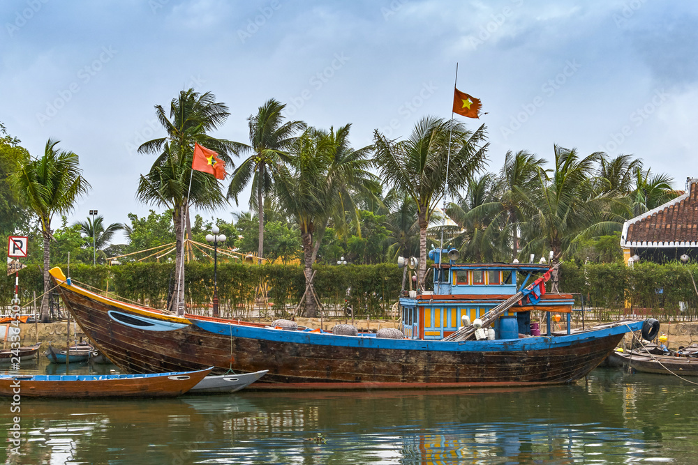 Fisherman's boat on the river in Hoi An, Vietnam