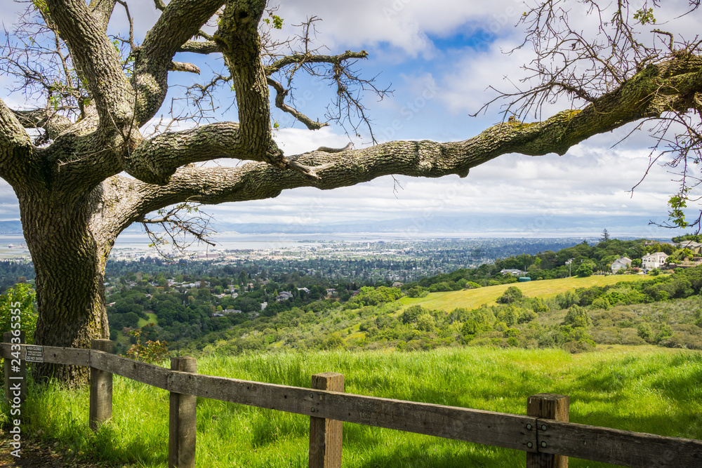 View towards Redwood City and Silicon Valley from Edgewood County Park, San Francisco bay, California View towards Redwood City and Silicon Valley from Edgewood County Park, San Francisco bay, California