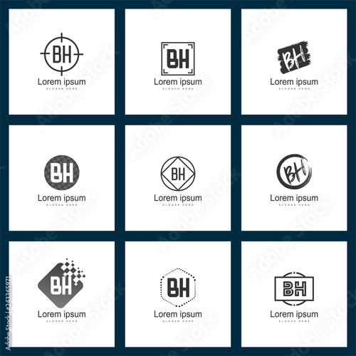 Set of letter logo. Initial BH Logo Template Vector Design