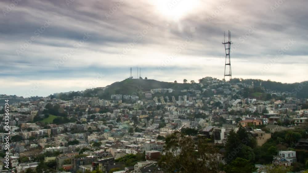 San Francisco Aerial Drone over Twin Peaks and Castro District San Francisco Aerial Drone over Twin Peaks and Castro District