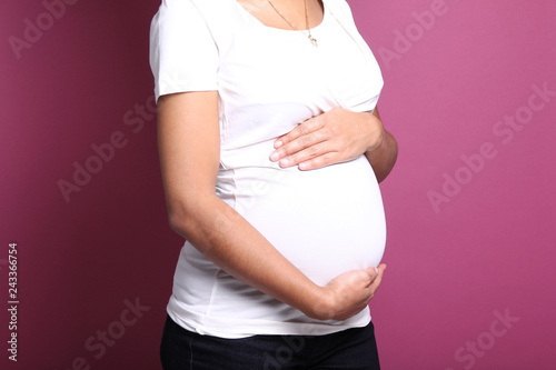 Portrait of a beautiful happy commercial pregnant woman