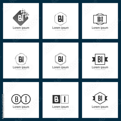 Set of letter logo. Initial BI Logo Template Vector Design