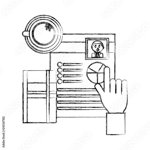 hand with curriculum vitae and objects