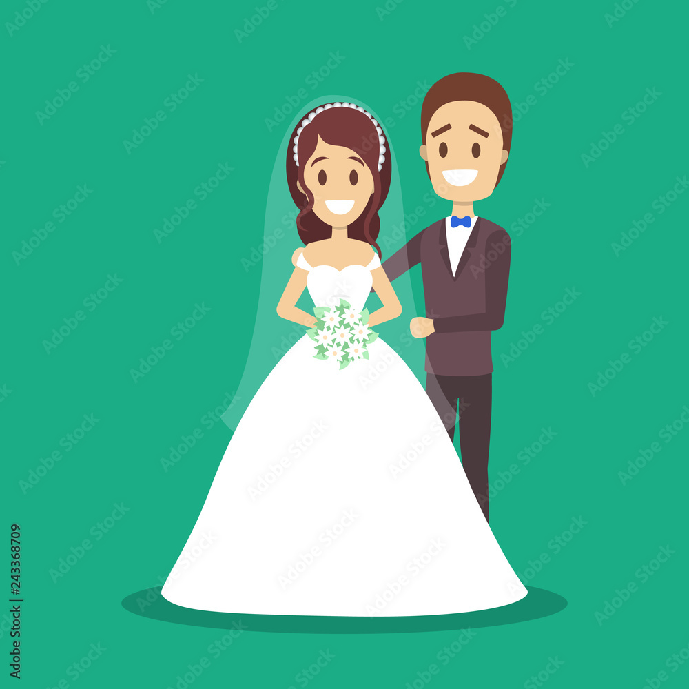 Couple wedding. Bride with bouquet and groom Couple wedding. Bride with bouquet and groom