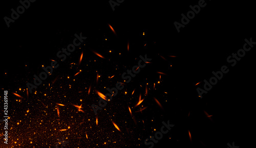 Fotografie, Obraz Perfect fire particles embers sparks on black background