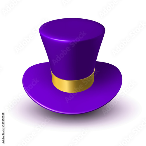 Purple wizard cap with gold ribbon