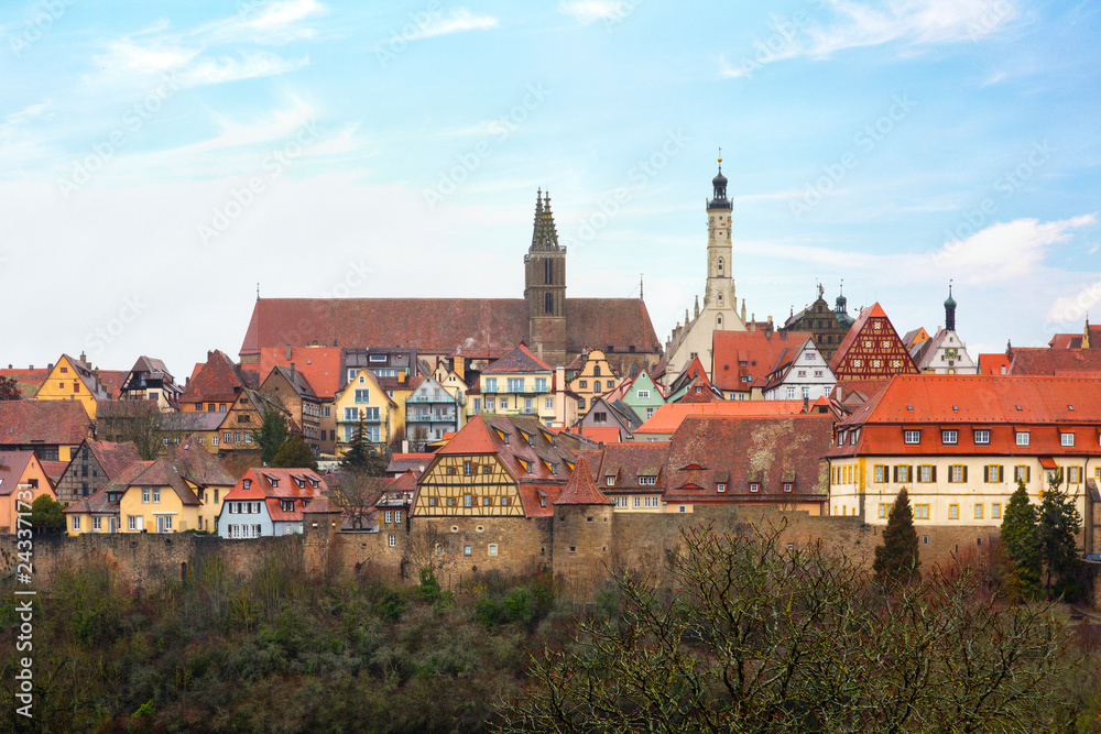 Fototapeta premium Rothenburg ob der Tauber with traditional German houses in winter, Bavaria, Germany