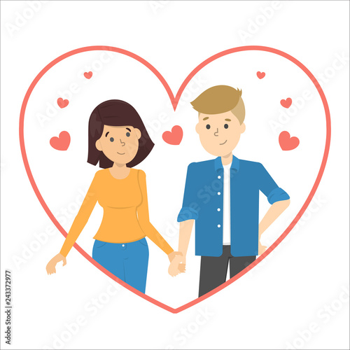 Woman and man in love. Happy couple