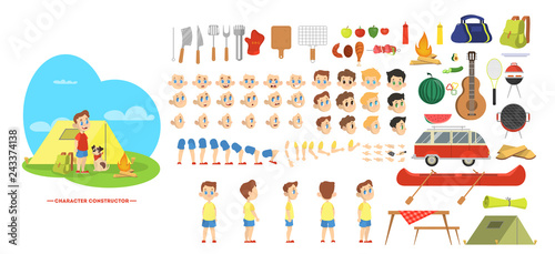 Boy character on barbeque set for animation