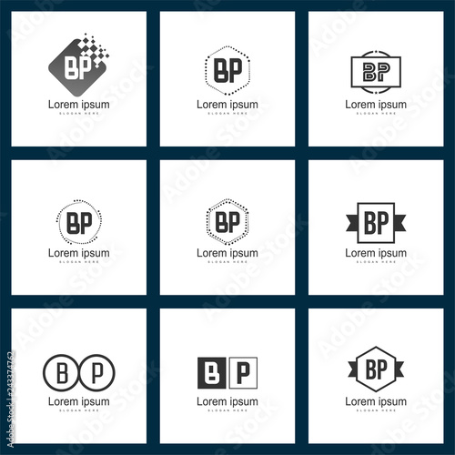 Set of letter logo. Initial BP Logo Template Vector Design